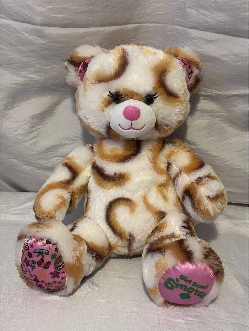 Build A Bear Girl Scout S’mores Bear 15" Plush  Caramel Swirl Smores Stuffed BAB